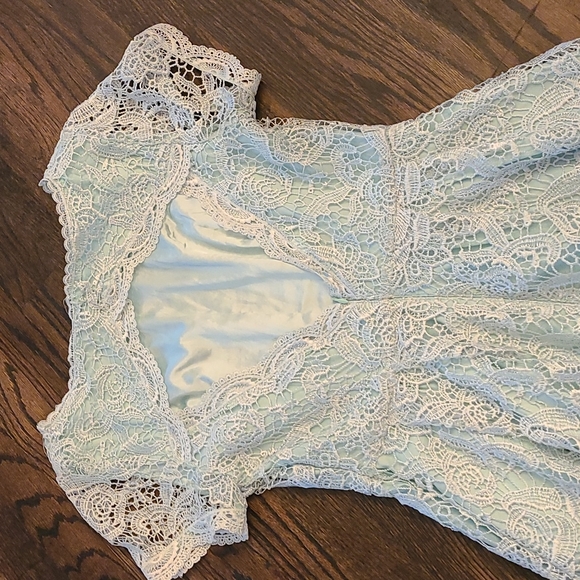 Mint Green Lace Backless Dress - Picture 4 of 4